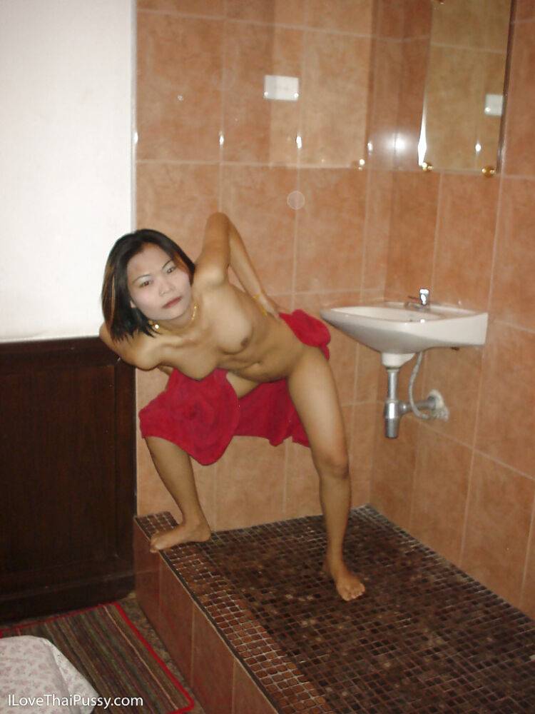 Seductive asian teen with tiny tits babe taking a shower and posing naked - #13