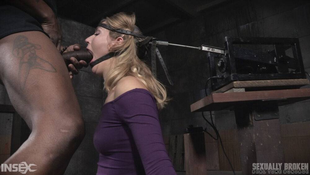 Restrained female Mona Wales is face fucked while impaled on a Sybian - #7