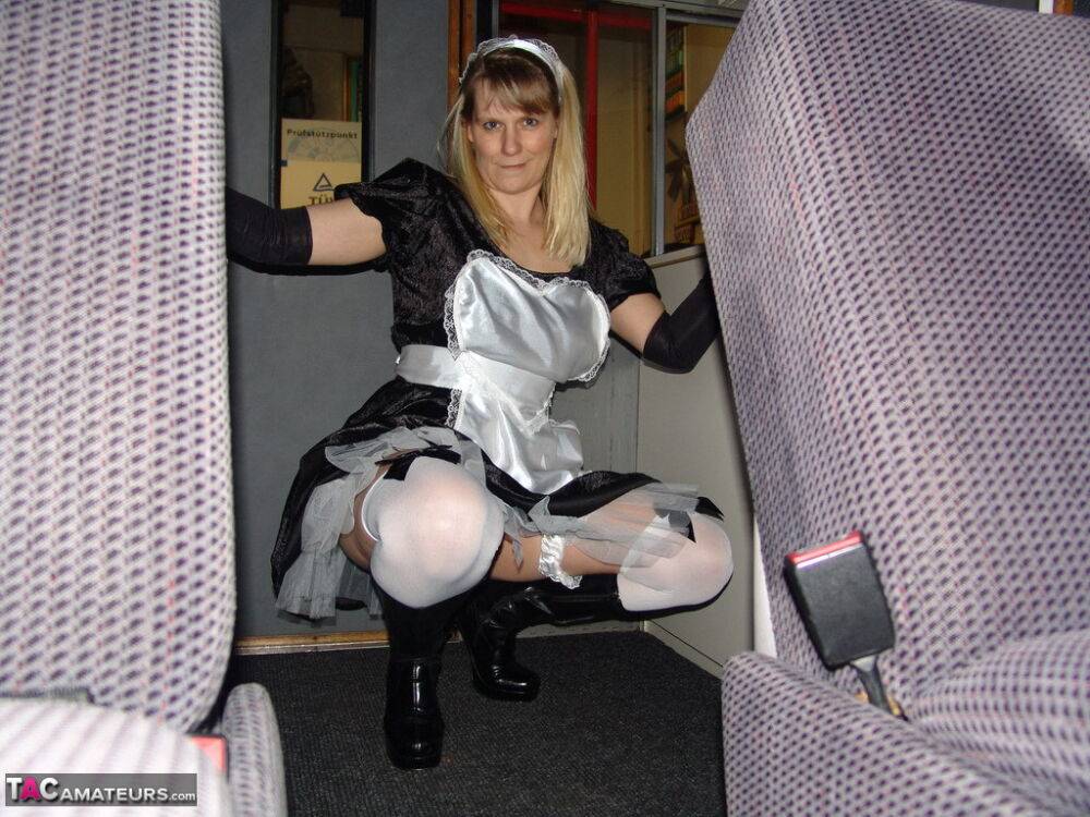 Blonde maid Sweet Susi takes off her uniform while inside a motorhome - #12