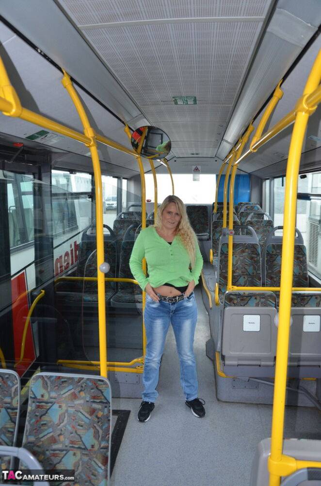 Blonde amateur Sweet Susi strips to her socks on a public bus - #14