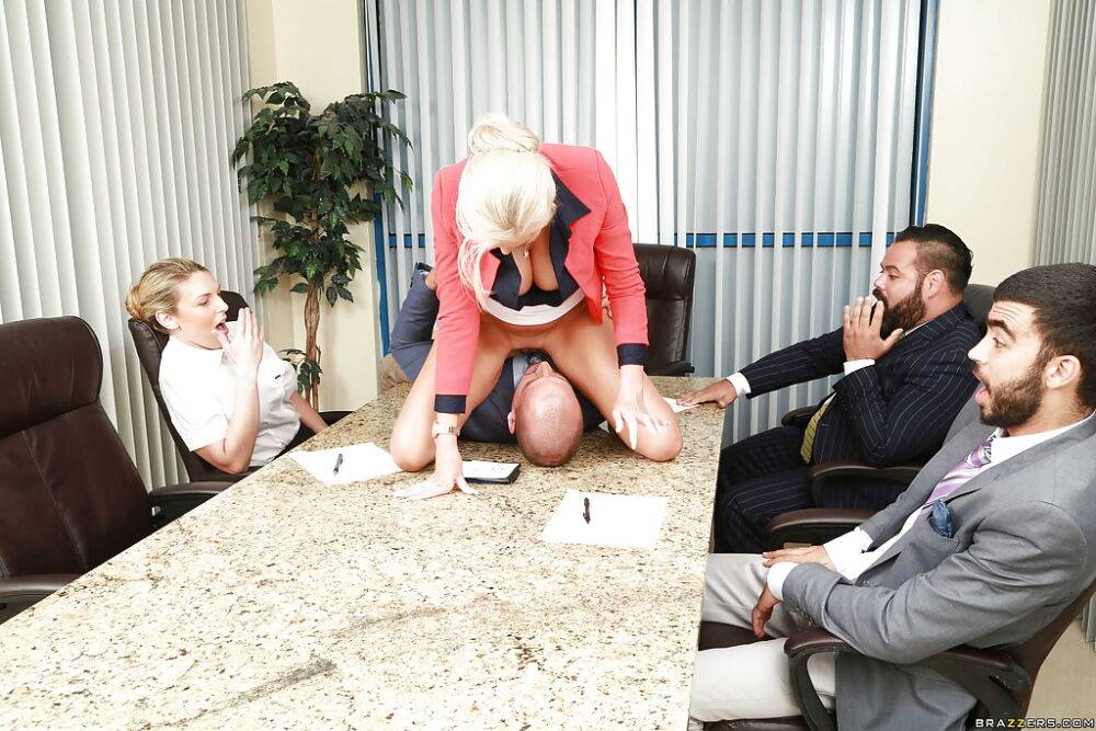 Buxom European MILF Nina Elle engaging in hardcore office sex in high heels - #9