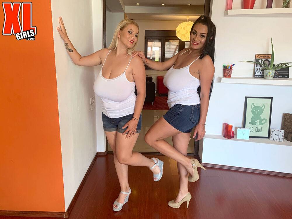 The Star sisters play with each others massive tits in denim shorts - #6