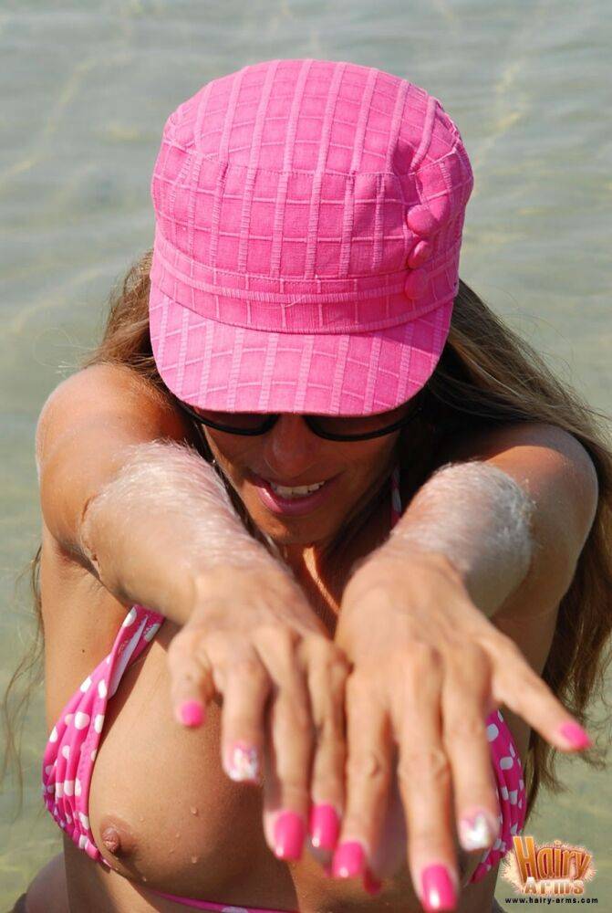 Amateur Lori Anderson frees her tits from a bikini while showing hairy arms - #6