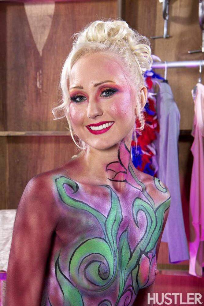 Hot older blonde Natasha Voya rocks it out wearing body paint only - #2