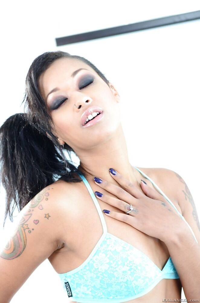 Graceful babe on high heels Skin Diamond stripping off hre lingerie - #2