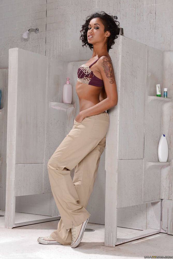 Stunning ebony babe Skin Diamond showing off her hot body and trimmed bush - #10