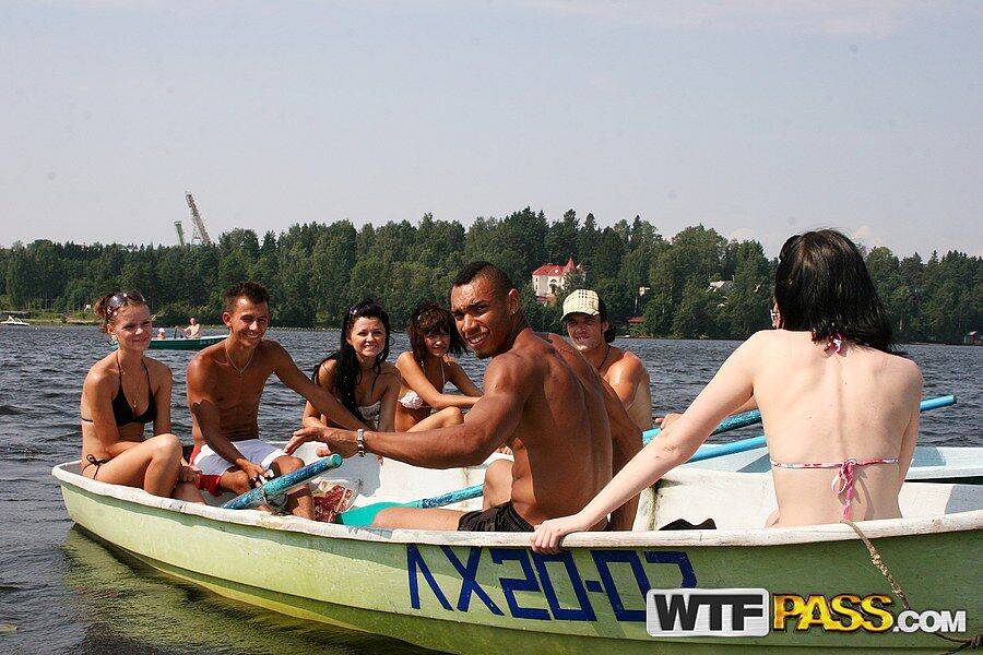 College students take part in group sex at the lake while on vacation - #4