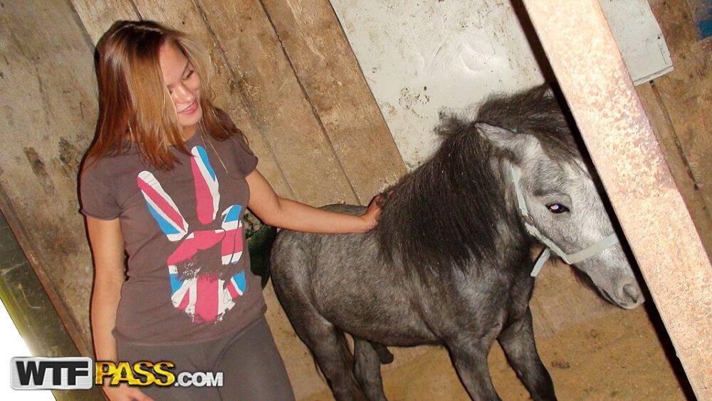 Blonde amateur with a juicy ass & pussy gets fucked while visiting a pony farm - #1