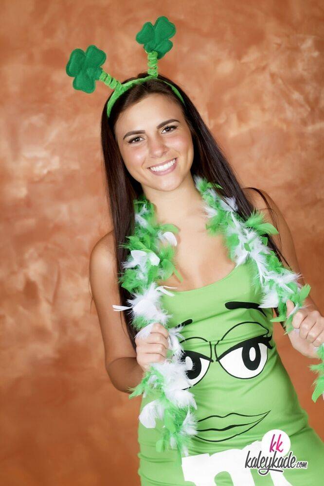 Amateur Kaley Kade flashes while wearing a green M&M dress on St Patty's Day - #2