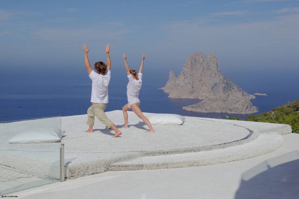 Barefoot female Leila gets banged on a seaside patio by her Tai Chi teacher - #16