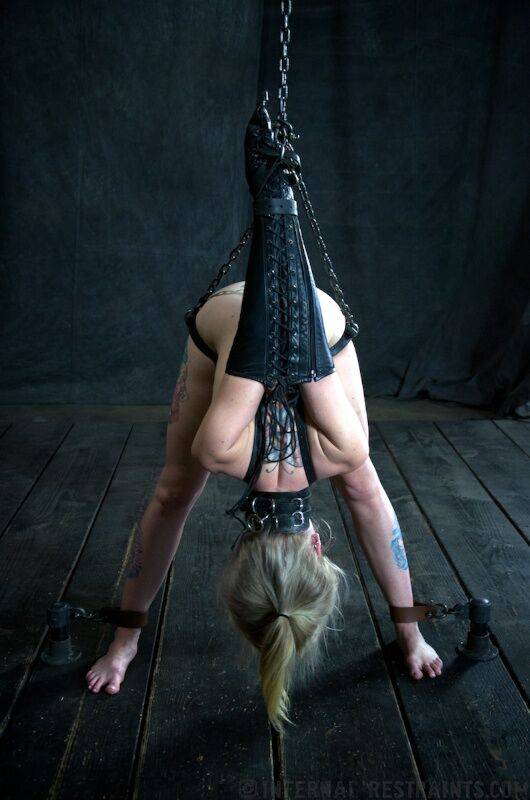 Blonde chick Sarah Jane Ceylon is restrained in a variety of ways in a dungeon - #2