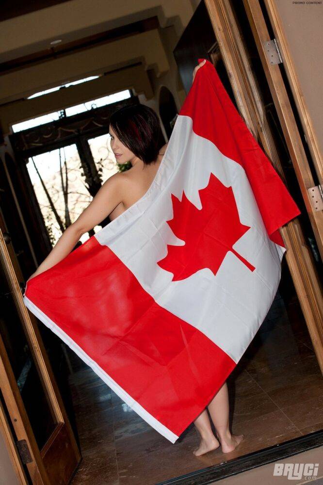 Hot amateur Bryci drapes her naked beauty in a Canadian flag - #14