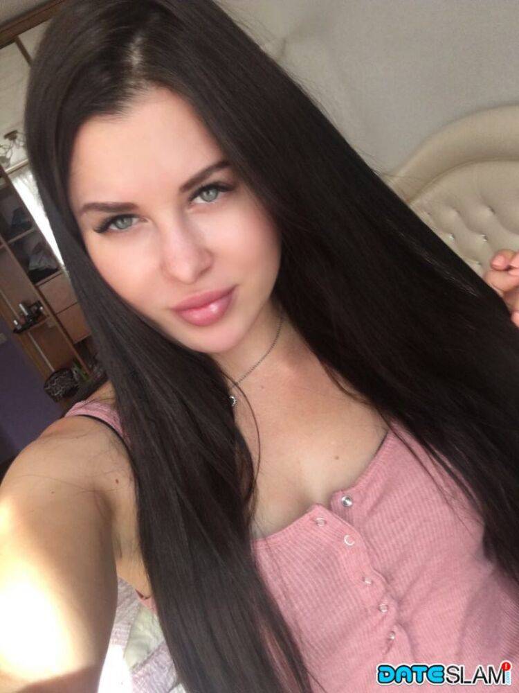 Beautiful dark haired Julia in skimpy outfits taking a sexy selfie - #7