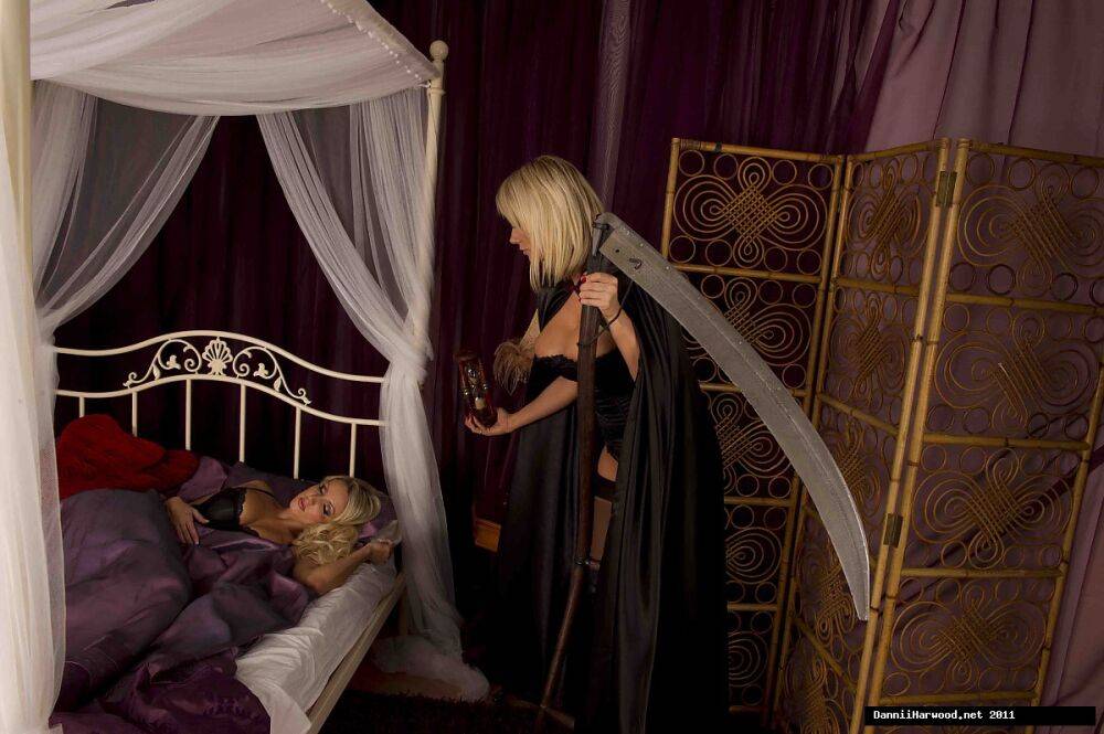 A busty blonde Death awakens sleeping beauty Dannii Harwood for seduction - #4