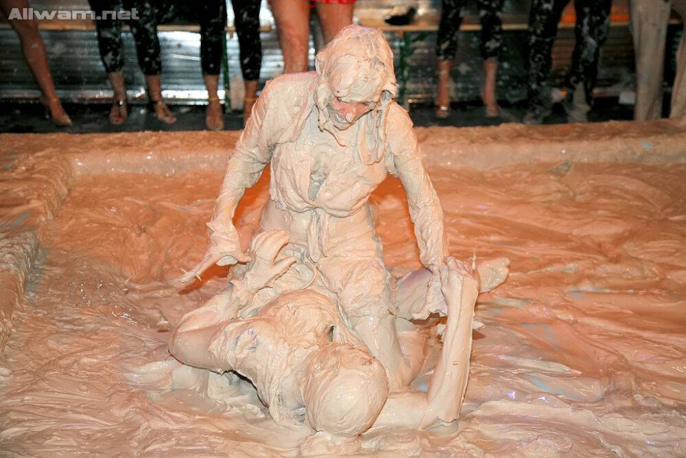 Salacious european fetish ladies enjoy a messy mud wrestling - #2