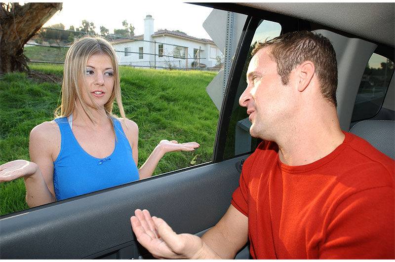 Stacked teen Anita Blue gets picked up and gives a blowjob in the car - #11