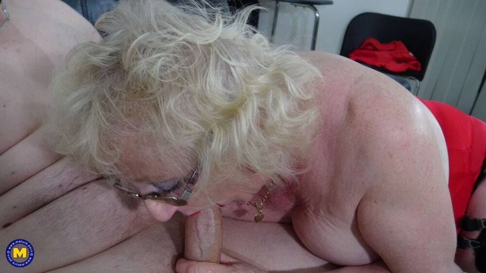 Old blonde lady gets banged by a younger guy with her glasses on - #5