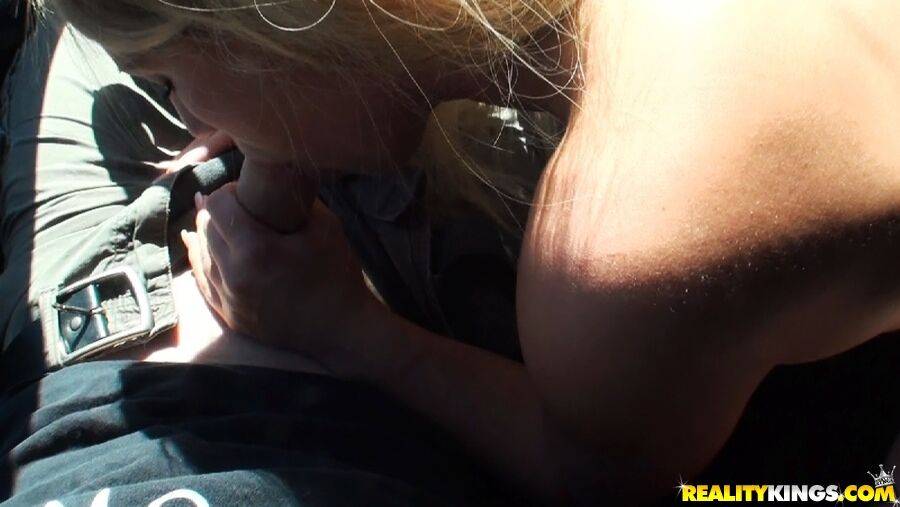 Slutty blonde with perky tits Cali Carter gives a blowjob and fucks in a car - #6