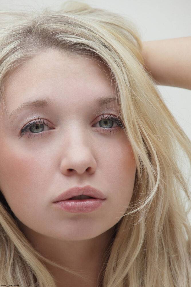 Blonde girl from Slovakia models in the nude wearing black heels - #7