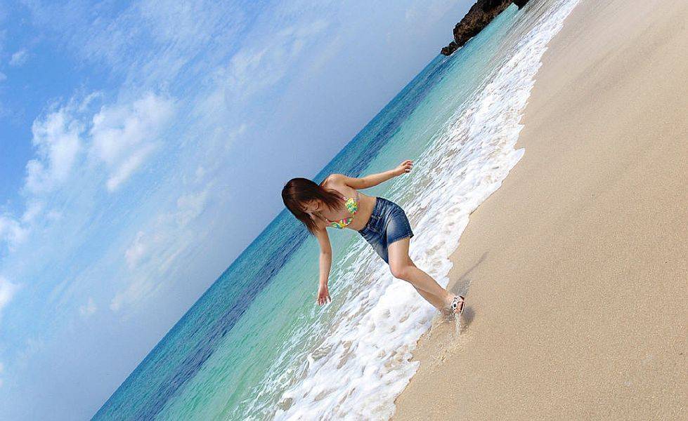 Japanese teen Chikaho Ito models non nude at the beach in a bikini - #13