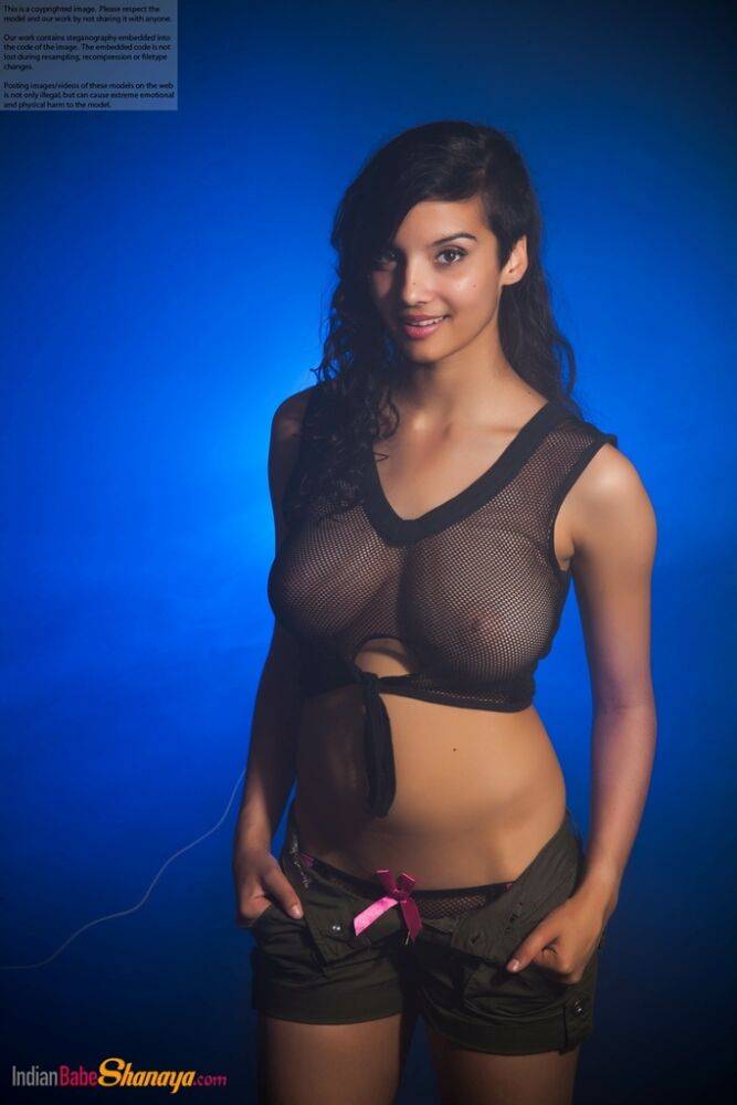 Indian female models non nude in a see thru top and shorts - #15