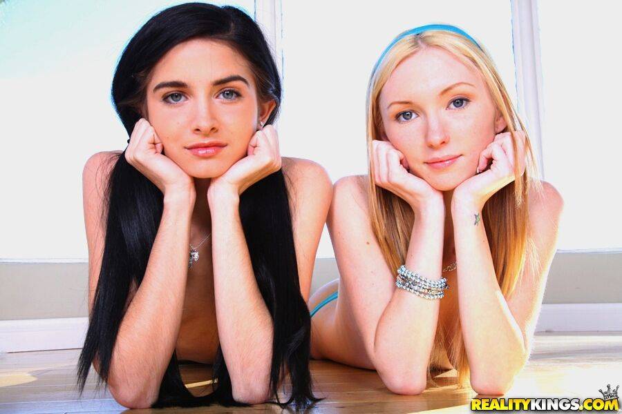 Two slim teen cuties stripping and showing their tight sexy bodies - #10