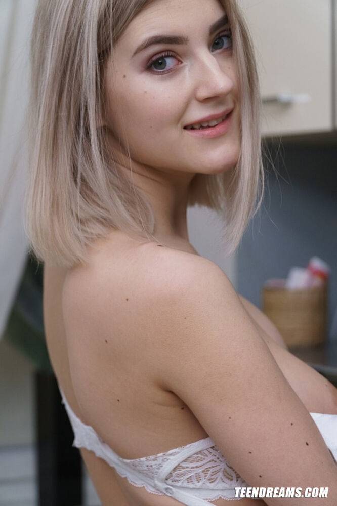 Adorable blonde teen covers her great body in whipped cream - #1