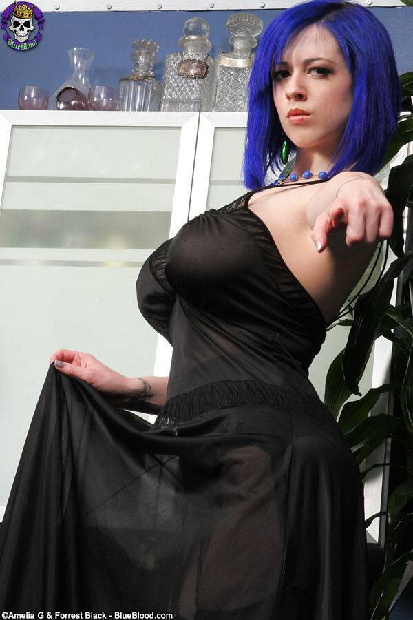 Goth girl Larkin Love cups her great tits while modeling solo - #14