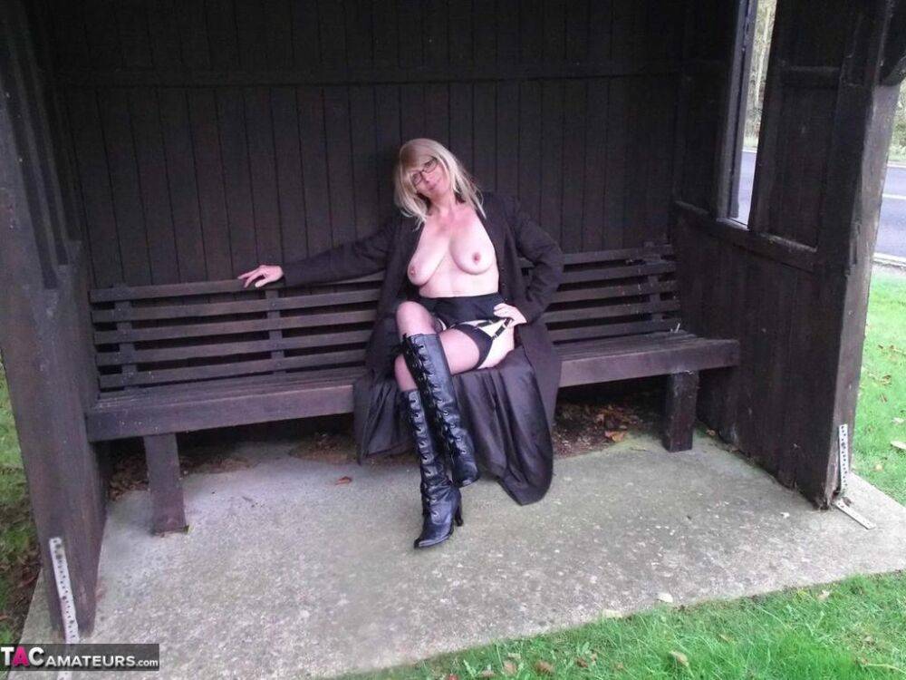 Mature amateur Barby Slut flashes in various British locations - #8