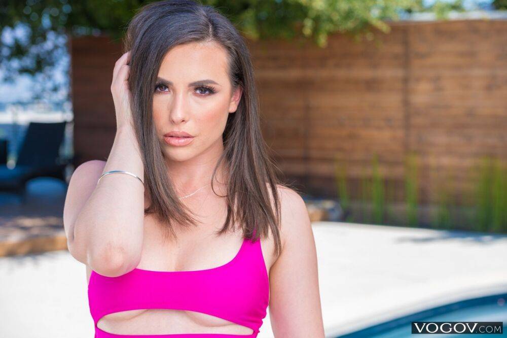 Brunette female Casey Calvert drips cum from her face after anal sex - #6