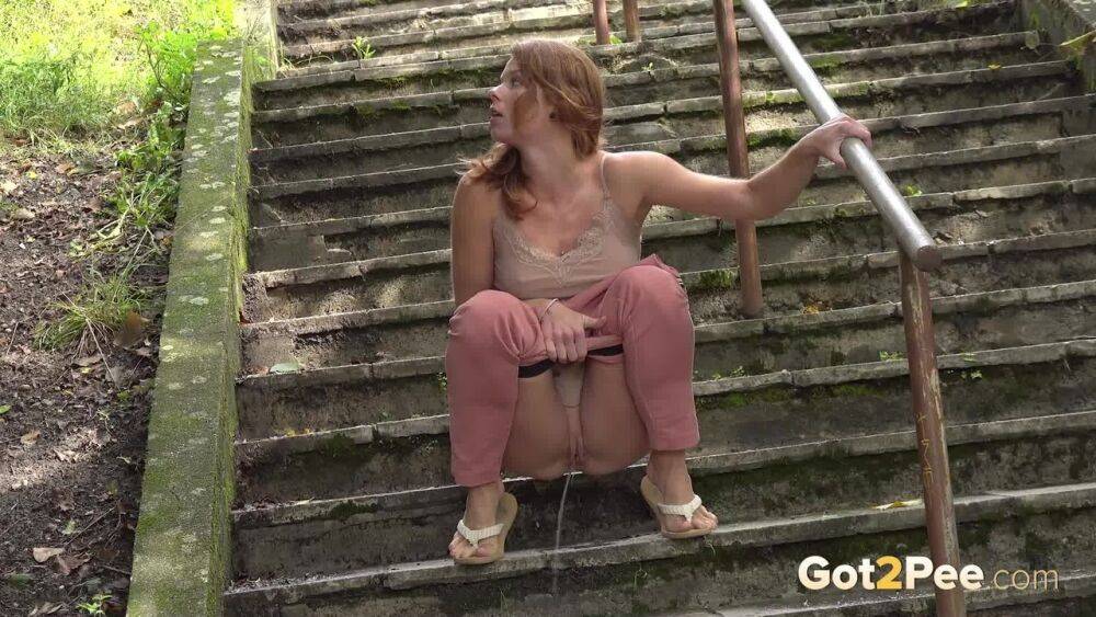 Chrissy Fox squats and pees on suburbs steps - #15