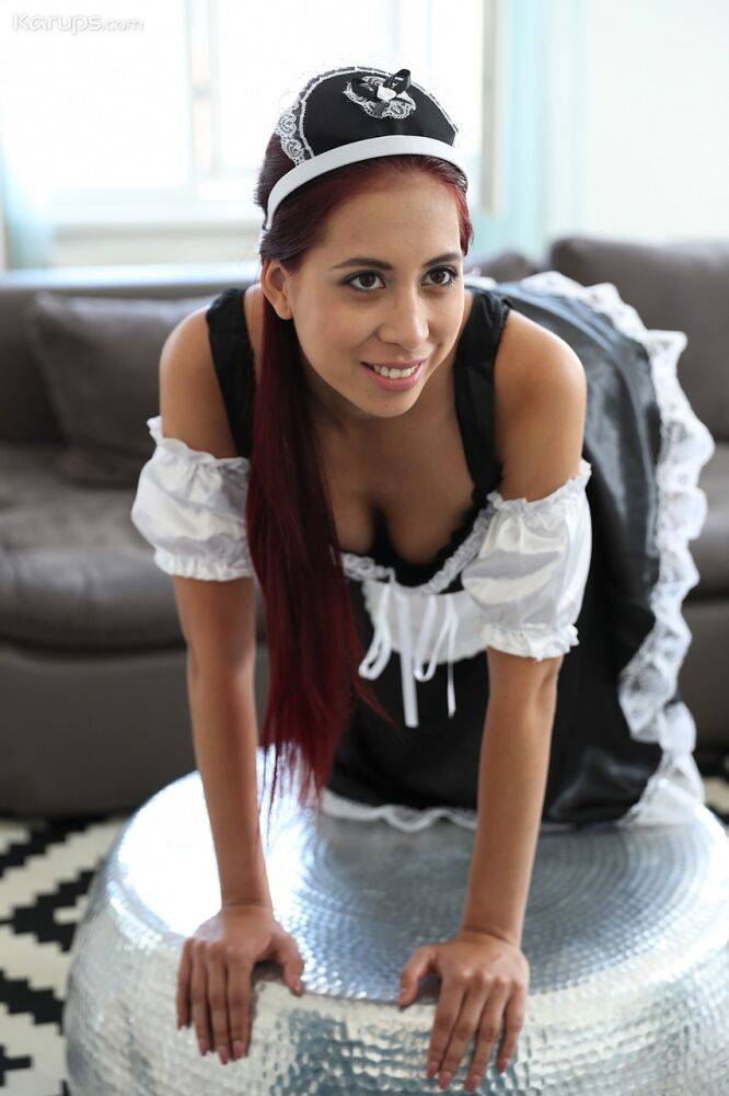 Amateur chick Paula Shy seduces her man friend in a maid uniform - #2