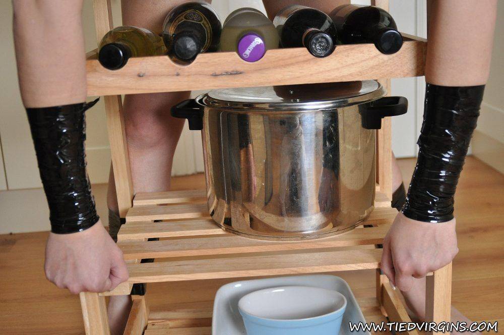 Slut has been a bad girl so is restrained in the kitchen - #6