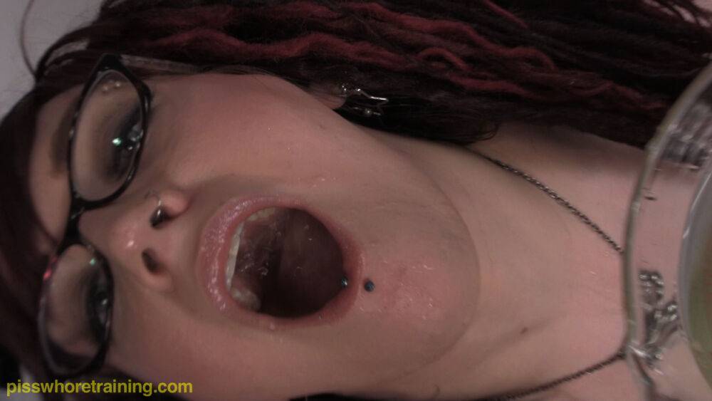 Brunette slut sucking cotton dipped in bowl of pissed - #3