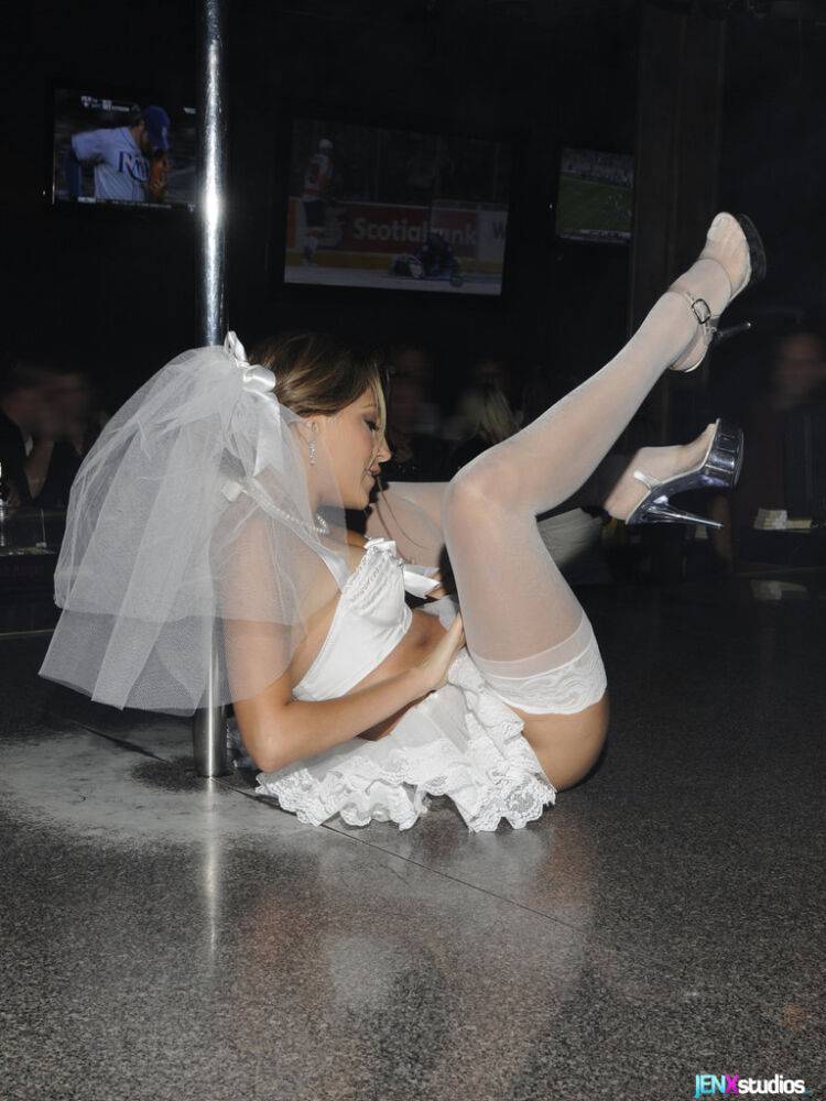 Jenna Haze puts on a show in a strip club while wearing white stockings - #5