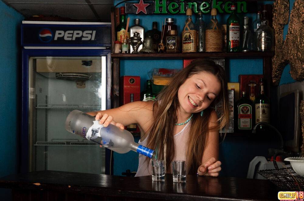 Barely legal girl gets totally naked after drinking alcohol in a bar - #12