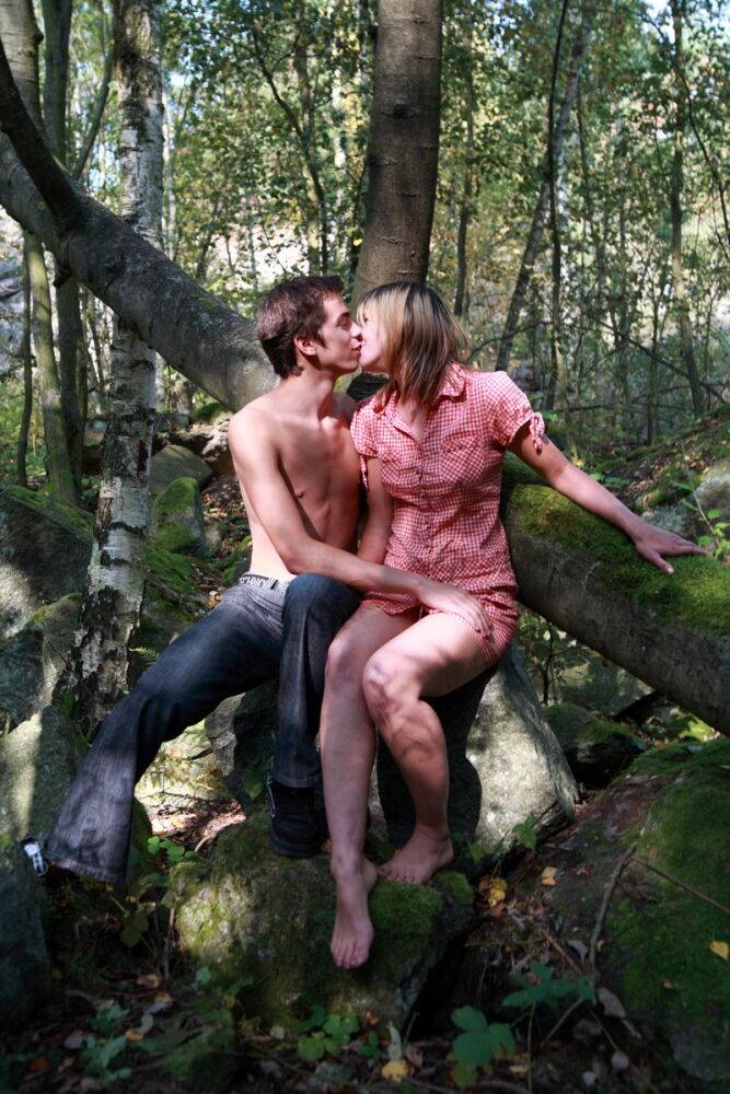 Young girl and her boyfriend had sex in a mature forest away from civilization - #5