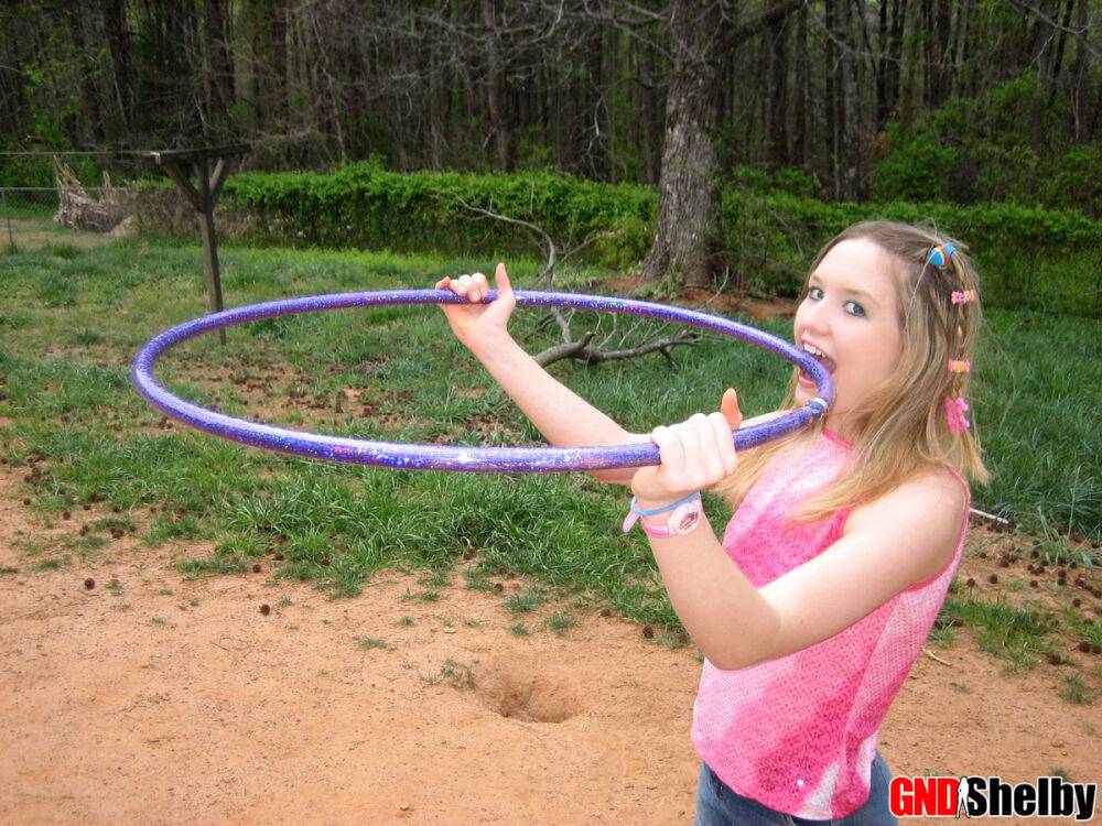 Petite teen Shelby plays around with a hoola hoop - #5