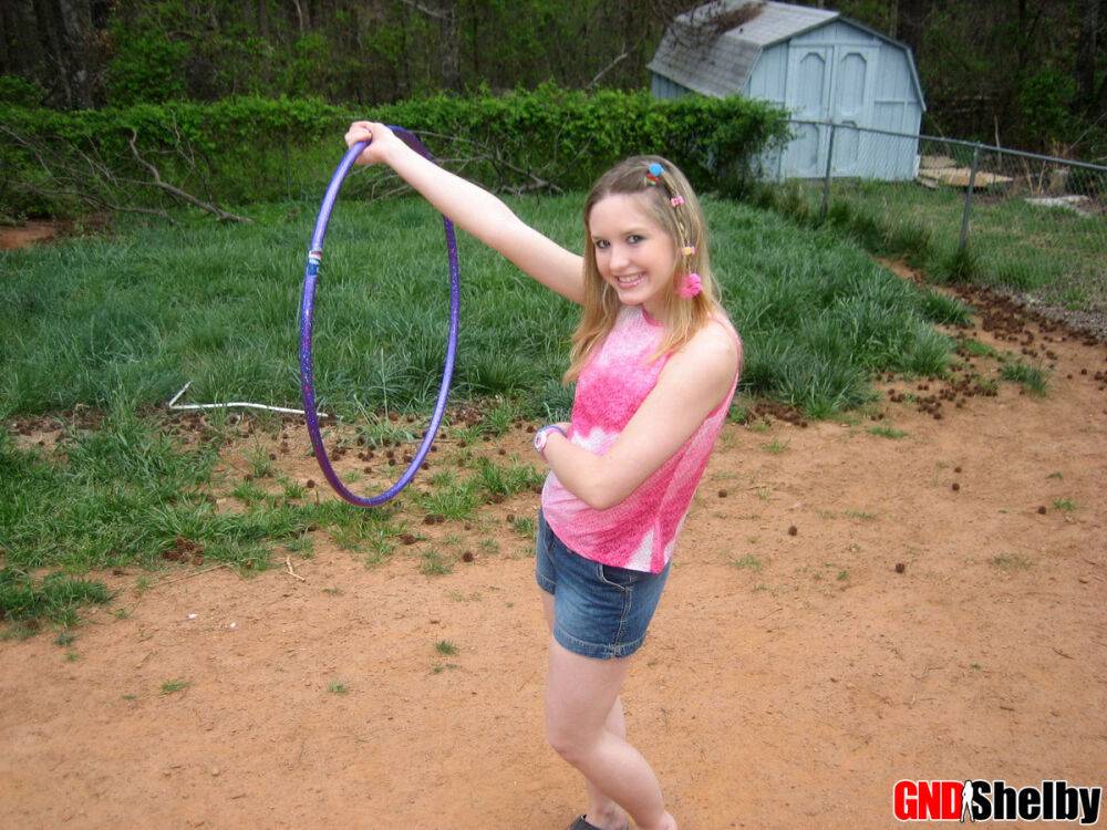 Petite teen Shelby plays around with a hoola hoop - #2