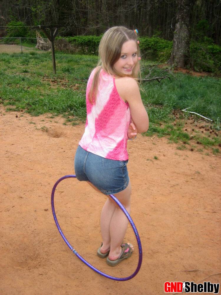 Petite teen Shelby plays around with a hoola hoop - #3