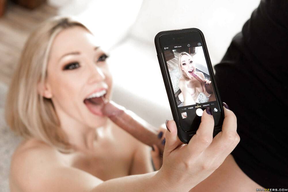 Blonde wife Lily Labeau giving big cock messy BJ before ass fucking - #9