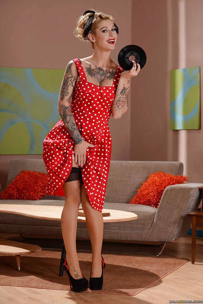 Blonde babe Kleio Valentien removes summer dress to expose tattoos - #5