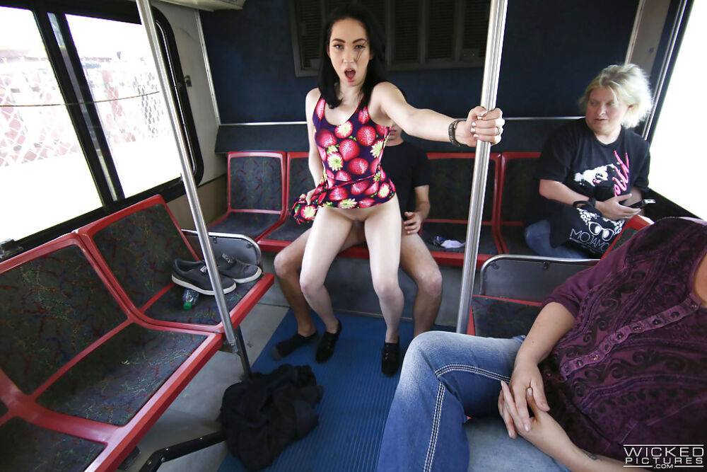 Teen pornstar Aria Alexander riding cock on public transit - #14