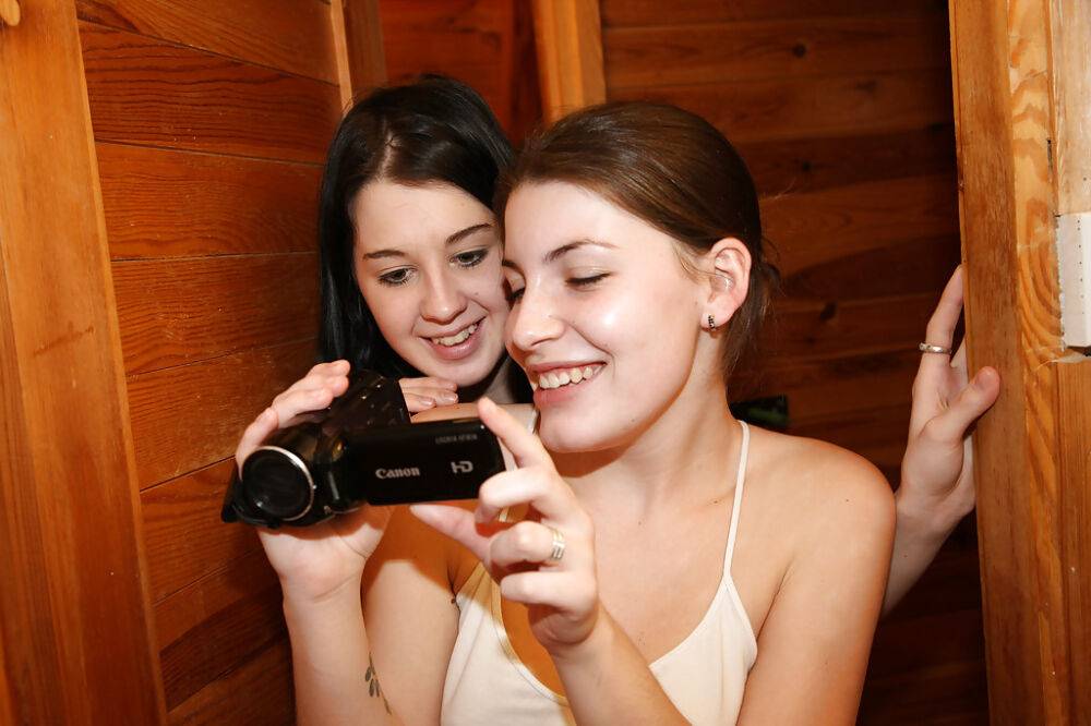 Frolic teenage brunettes have some lesbian fun in the shower - #16