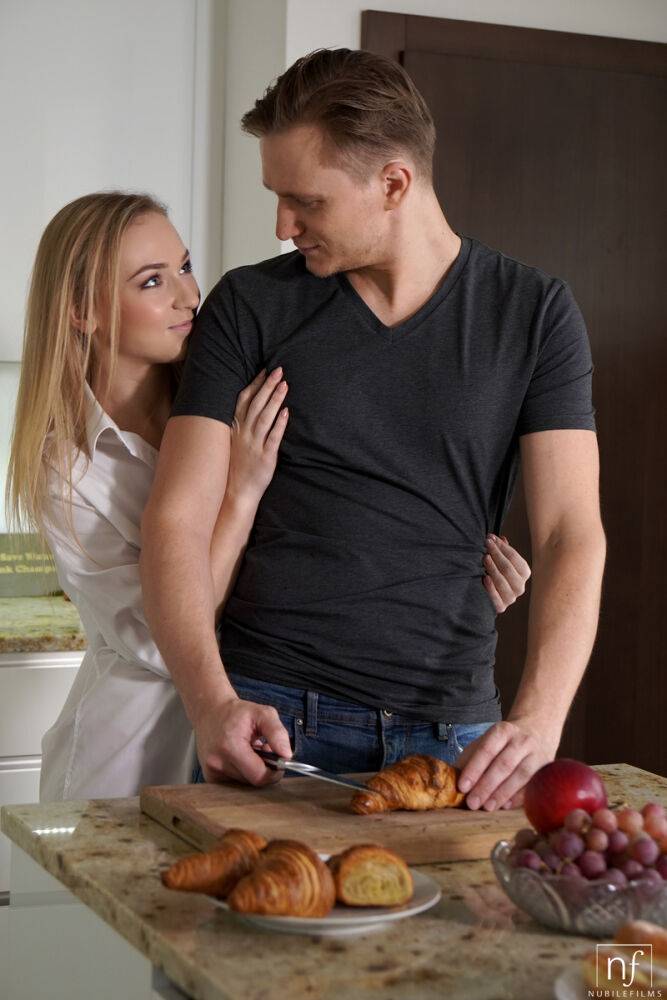 Young blond Jenny Wild seduces her man while they have breakfast - #9