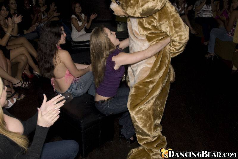 Coed party goes wild with a dancing bear and sexy girls doing blowjobs - #14