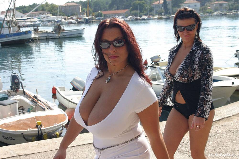 A bevy of busty babes show off their hot big tits & pussies in public - #4