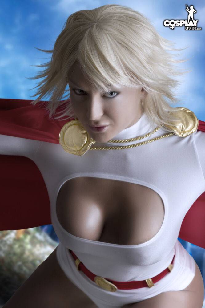 Hot blonde releases her firm breasts from cosplay clothing - #12