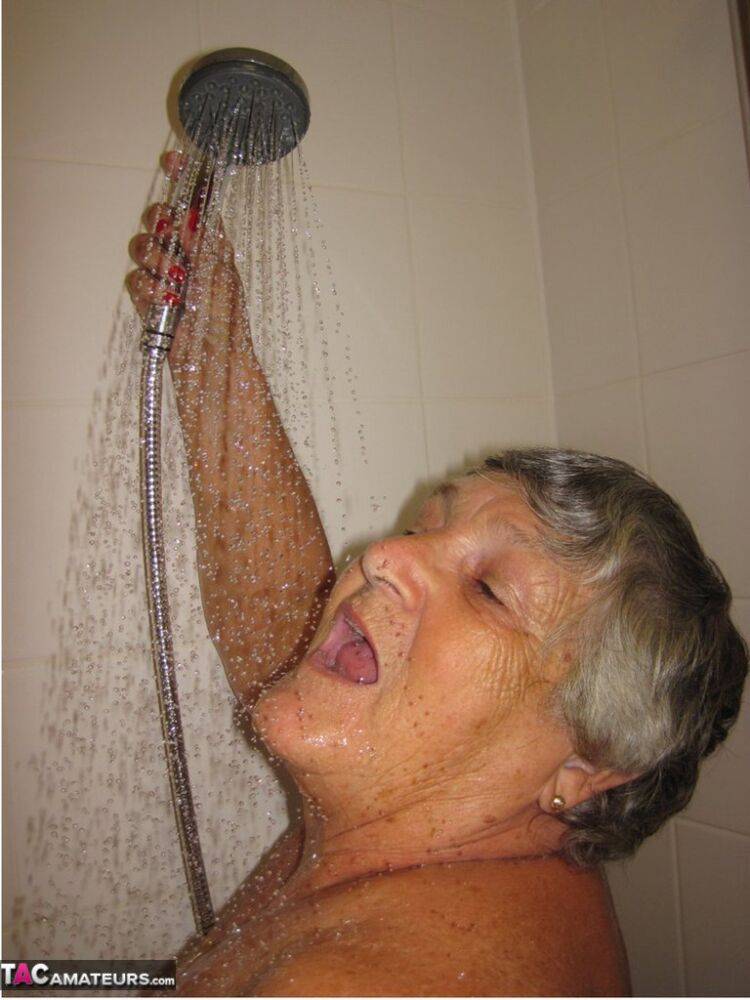 Grandma Libby and her lesbian lover wash each other during a shower - #5