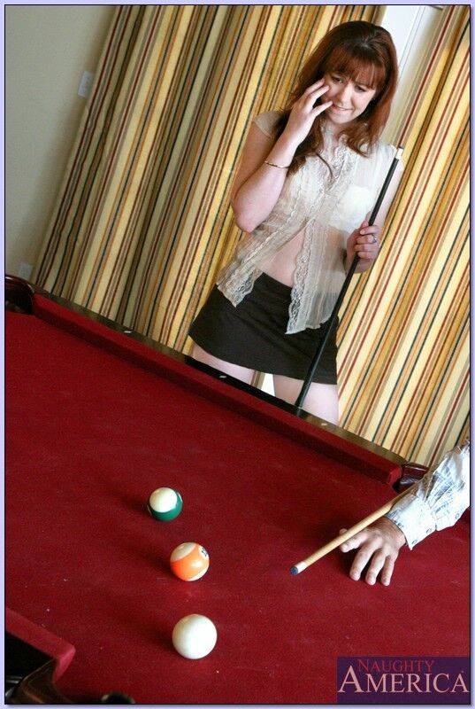 Raunchy wife in white lingerie Trinity Post shafted on the pool table - #4